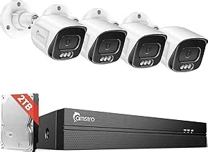 Amazon.com: Camstro 5MP Security Camera System 4pcs Wired POE Cameras with 4K 8CH NVR, 2TB HDD for 24/7 Recording, Human/Vehicle/Pet/Parcel Smart Detection, H.265+, 100ft Night Vision, IP67 Waterproof - White : Electronics