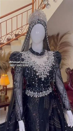 Reverensi gaun pengantin 3in1 luxury full payet warna hitam