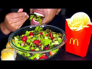 ASMR MCDONALD'S FRIES EATING SALAD MUKBANG MOUTH SOUNDS REVIEW DRESSING CRUNCH JERRY SHOW BENEFITS