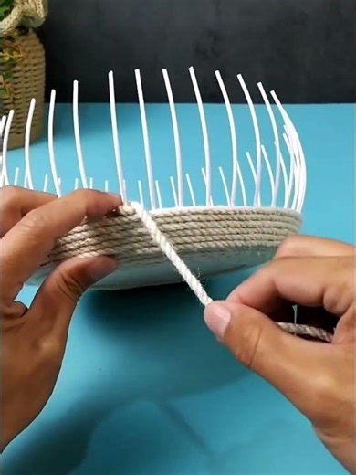 Handmade Hemp rope hand-woven snack basket course #short #knitting #create #diy #handmade