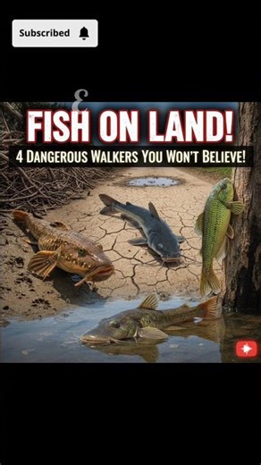 SHOCKING! 😱 Top 4 Land-Walking Fish Species RevealedWalkingFish#FishFacts#DangerousFish#Mudskipper