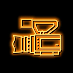 camcoder video production film neon glow icon illustration