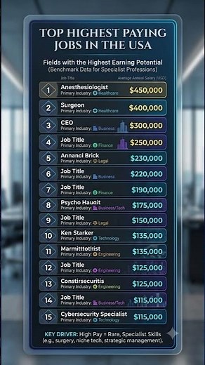 Top 15 Highest Paying Jobs in the USA (2026) | Highest Salary Careers 💼🇺🇸