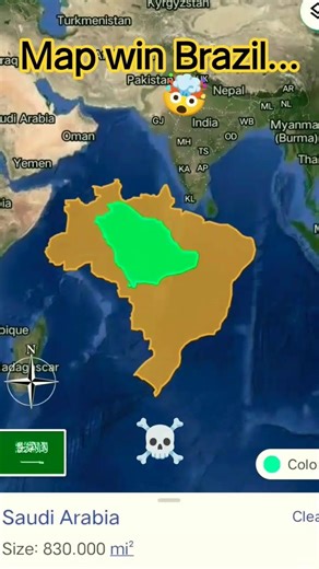 Brazil🇧🇷 VS Saudi Arabia🇸🇦 map size comparison| map win Brazil🇧🇷| #BRAZIL #SAUDI ARABIA #world map..