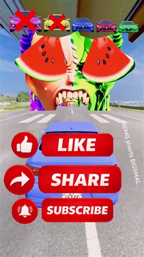 Big and Small Car vs Rumi with watermelon eyes 👀🍉 - BeamNG.Drive