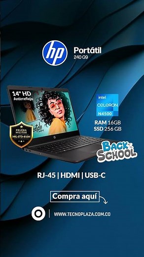 Portátil HP 240 G9 Intel Celeron N4500, Ram 16GB, SSD 256GB
