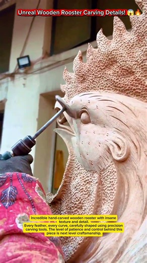 Unreal Wooden Rooster Carving Details! 😱🔥