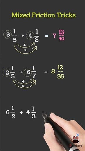Mixed Fraction Addition Trick in Sec🤯 #shortsfeed #ytshorts #trending #viral #education #learning