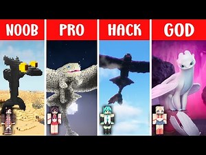 TOOTHLESS Dragon BUILD CHALLENGE in Minecraft!!! NOOB vs PRO vs HACKER vs GOD / Animation