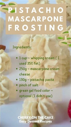 Homemade Pistachio Mascarpone Frosting 💚