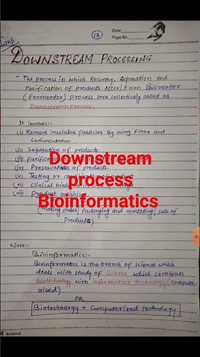 Biology class 12||Downstream process|Bioinformatics