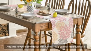 Artoid Mode Pink Dahlia Floral Pinnata Summer Table Runner, Spring Kitchen Dining Table Decoration for Home Party Decor 13x72 Inch
