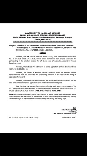 jkssb Updates | JKSSB FAA New notification | Instagram
