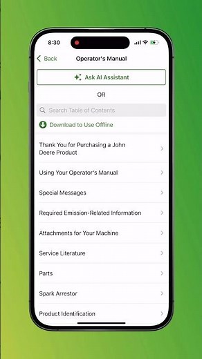 How to Access Your Operator’s Manual in the Equipment Mobile App