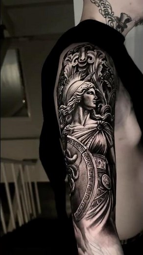 Greek Mythology Half Sleeve Tattoo | Black & Grey Realism ⚔️