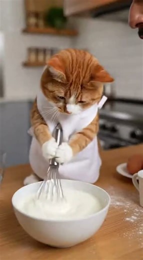 MasterChef? No… MasterCat 😹🍳 #cat #funny #catcake #funnycats #catreaction #cute #kitten #animals