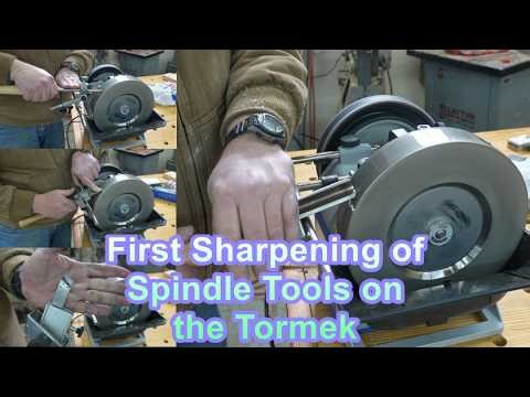 First Sharpening of a Sorby Roughing Gouge, Spindle Gouge, and Skew on the Tormek Diamond Wheel