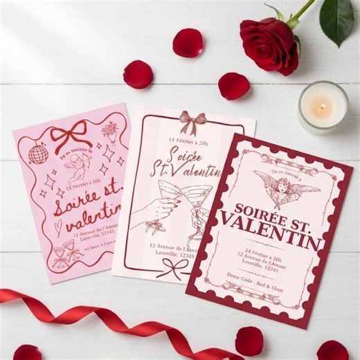Complete Valentine's Day Stationery Kit | Customizable Invitations, Menus & Place Cards - Etsy