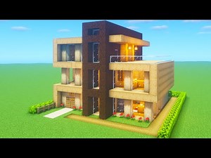 Minecraft Tutorial: How To Make A Modern Wooden Mansion "2020 Turorial"
