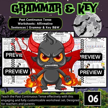 Past Continuous Tense Worksheets: Affirmative Sentences | Grammar back to school