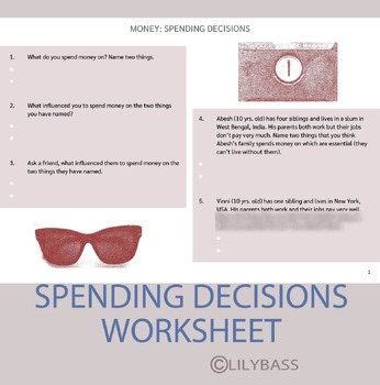 Financial Literacy: Spending Decisions Worksheet (UK)