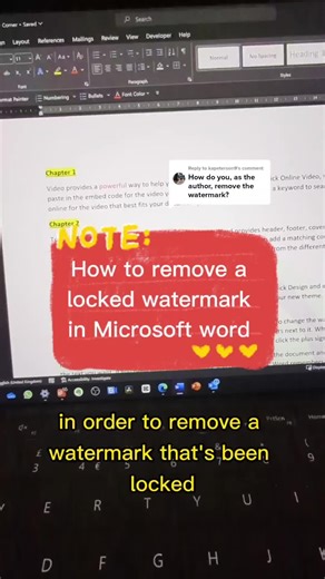 Replying to @kapeterson9 how to remove a locked watermark in Microsoft word. #office365training #office365tips #keyboardshortcut #productivityhack #productivitytok #microsoftword #microsoftwordtutorial #microsoftoffice #windows11 #msword #mswordtutorial #mswordtrick #msexcel #msexceltricks #mspowerpoint #msoutlook #iwastodayyearsoldwhen