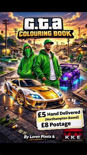 G.T.A Colouring Book by Loren Pixelz and KING K ENTERTAINMENT 🎨🖌️ Perfect for some relaxing downtime. Anyone else into colouring books? #contentcreator #fyp #northampton #colouringbook #gta5 @chante96