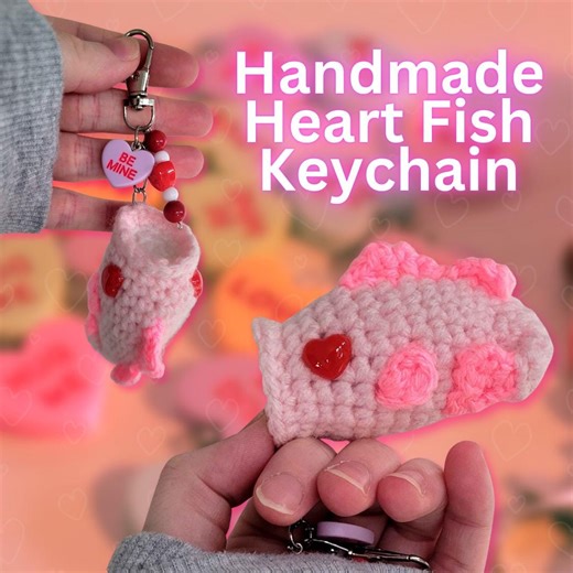 Handmade Pink Fish Keychain With Heart Eyes & Beaded Charm – Valentine’s Gift, Kawaii Plush - Etsy