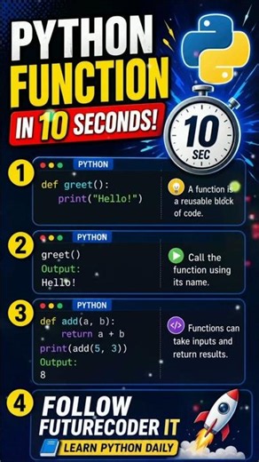 Python Functions Explained in 10 Seconds 🐍 | Python Tutorial for Beginners #Shorts