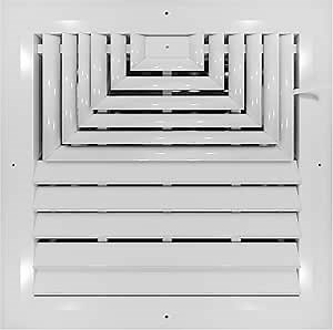 12"x 12" Vent Cover | 3-Way Supply Grille with Flow Control Aluminum Square Ceiling Diffuser | Sidewall/Ceiling Register, Vent Duct Cover