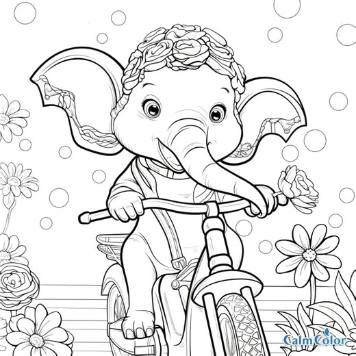 Elephant Riding Bike: A Unique Coloring Experience