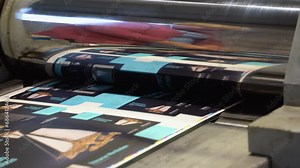 Printing machine works, rolling printed newspaper in typography facility