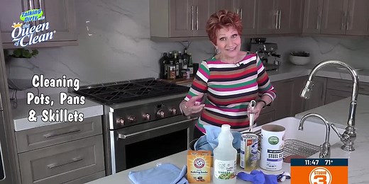 Queen of Clean shows off how to clean pots, pans, skillets
