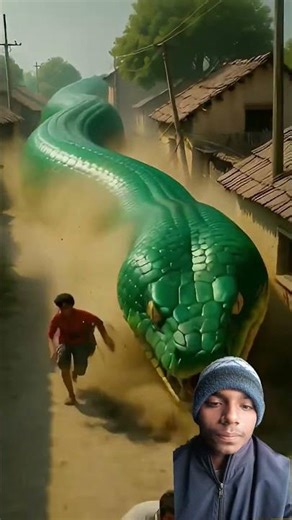 Giant Python Stood By the Village in Danger| #ai #shorts #animalrescue