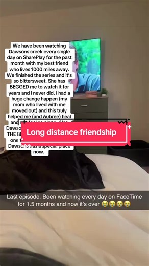 I recommend all best friends who live far away to find a tv show to watch on SharePlay everyday or every other day. Even for one hour. It sucks we live so far away, and doing this has really made our friendship even stronger to be honest. We would always talk here and there but never a lot. We were inseparable as teenagers but life happens. I’m so thankful for the creek. It’s been here at a time that I really needed it. #dawsonscreek #dawsonscreekedit #pacey #bestfriends #longdistancefriendship
