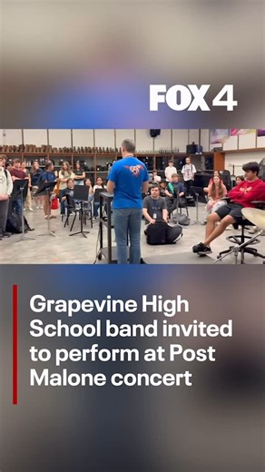 35K views · 5.6K reactions | The members of Grapevine High School’s marching band will perform at a tailgate party for Post Malone’s concert next week at AT&T Stadium. The radio station Mix 102.9 came up with the idea to invite the band since Malone graduated from Grapevine High in 2013. The students’ reaction to the invite was captured on video. | FOX 4 News | Facebook