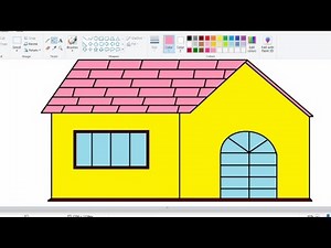 paint in computer drawing house | how to draw a beautiful house | house drawing in computer paint.