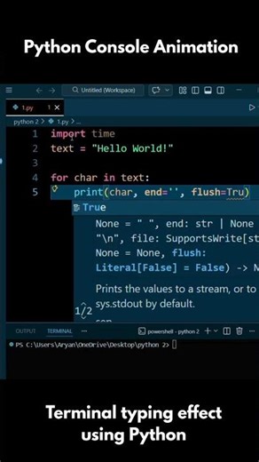 Create a Terminal Typing Effect with Python ⌨️ #python #coding #shorts #programming