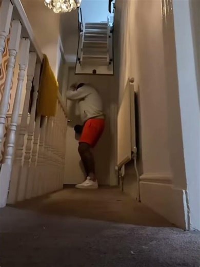 Unexpected ladder mishap in Warrington, England, UK