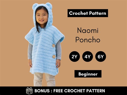 Kids Poncho Crochet Pattern | Hooded Child Poncho | Beginner Friendly Easy Cozy Crochet - Etsy