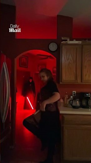 Brother interrupts sister's halloween costume reveal