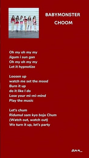 BABYMONSTER CHOOM easy lyrics