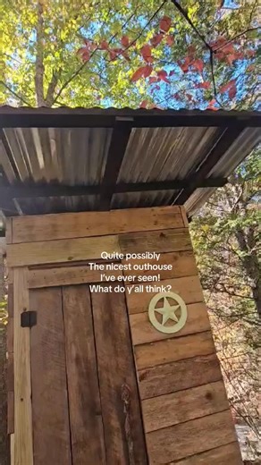 Finished the outhouse! Construction is done, only needs finishing touches like the stain and sealer! I wasn’t even expecting it to turn out like this! But am pretty impressed. #offgrid #homestead #farm #fyp #viral | Jet Li