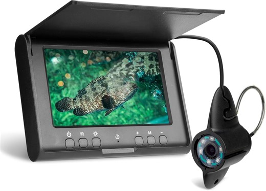 Underwater Fishing Camera, Underwater Fish Finder Waterproof 1000 TVL Infrared LED Night Vision 15M 4.3 Inch LCD Monitor Video Detector for Ice Lake Sea Boat Kayak Fishing