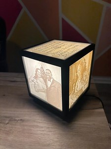 Custom 5 Photo Lithophane Lamp | Rotating 3D Printed Night Light | Personalized Gift - Etsy
