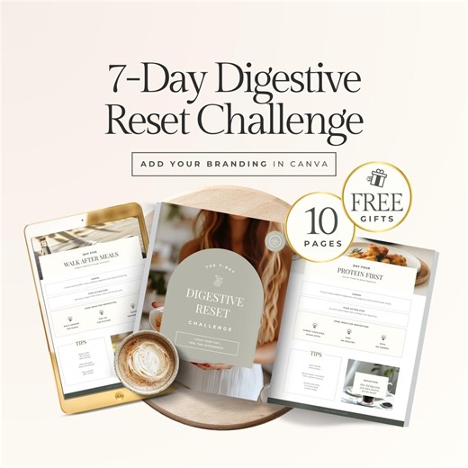 7 Day Digestive Reset Challenge Canva Template for Nutrition & Gut Health Coaches, Client Program for Calm Digestion, Daily Habit Reset - Etsy