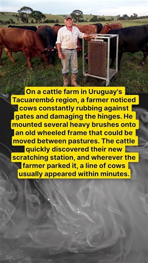 FARMER BUILDS A MOBILE SCRATCHING POST FOR HIS CATTLE 🐄🪵