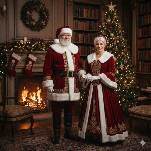 Mr Mrs Luxury Santa Suit Red Wool Christmas Costume Set With Gold Embroidery Fur Trim Matching Santa & Mrs Claus Outfits Holiday Cosplay - Etsy