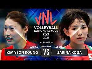 Kim Yeon Koung vs Sarina Koga | Korea vs Japan | VNL 2021 (HD)