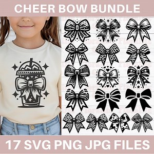 Cheer Bow SVG PNG Bundle, Glitter Hair Bow Svg Vector, Cheerleader Mom Shirt Clipart, Bow Template Svg, Coach Cricut Cut Files , Silhouette - Etsy